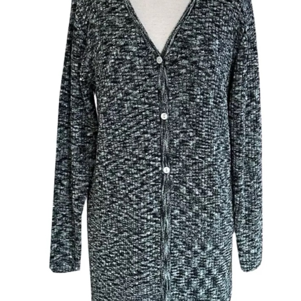 Anna Black and White Cardigan Sweater with V-Neck